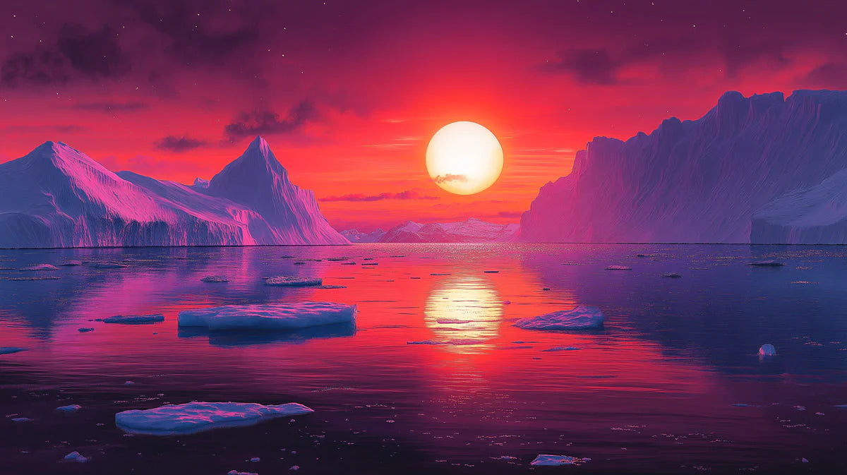 Arctic Sunset Mural Wallpaper — Vibrant Coastal Horizon Mural Wallpaper - room preview 02