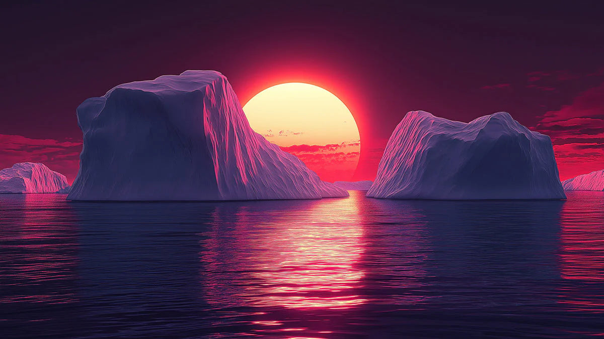 Arctic Sunset Over Glacier Mural Wallpaper —Surreal Horizon Mural Wallpaper - room preview 02