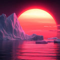 Arctic Sunset Geometric Mural Wallpaper — Vibrant Synthwave Style Mural Wallpaper - room preview 02