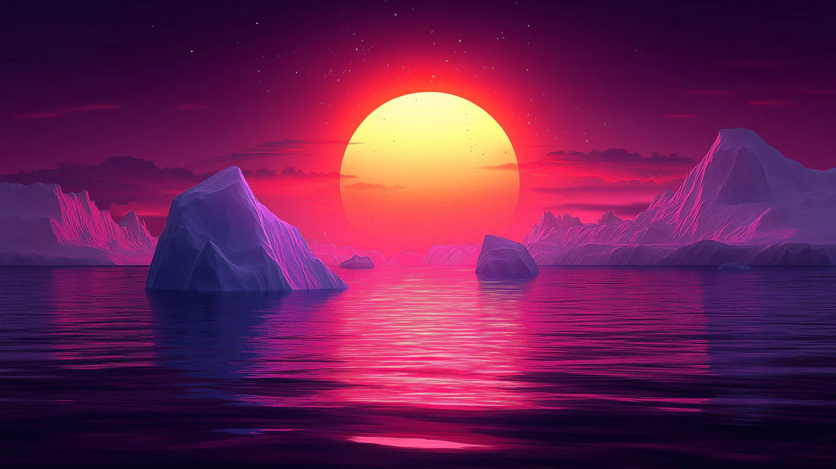 Arctic Sunset Seascape Mural Wallpaper — Vibrant Horizon Design Mural Wallpaper - room preview 02