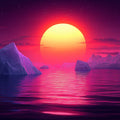Arctic Sunset Seascape Mural Wallpaper — Vibrant Horizon Design Mural Wallpaper - room preview 02
