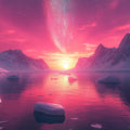 Arctic Nebula Sunset Mural Wallpaper — Dreamy Celestial Landscape Mural Wallpaper - room preview 02