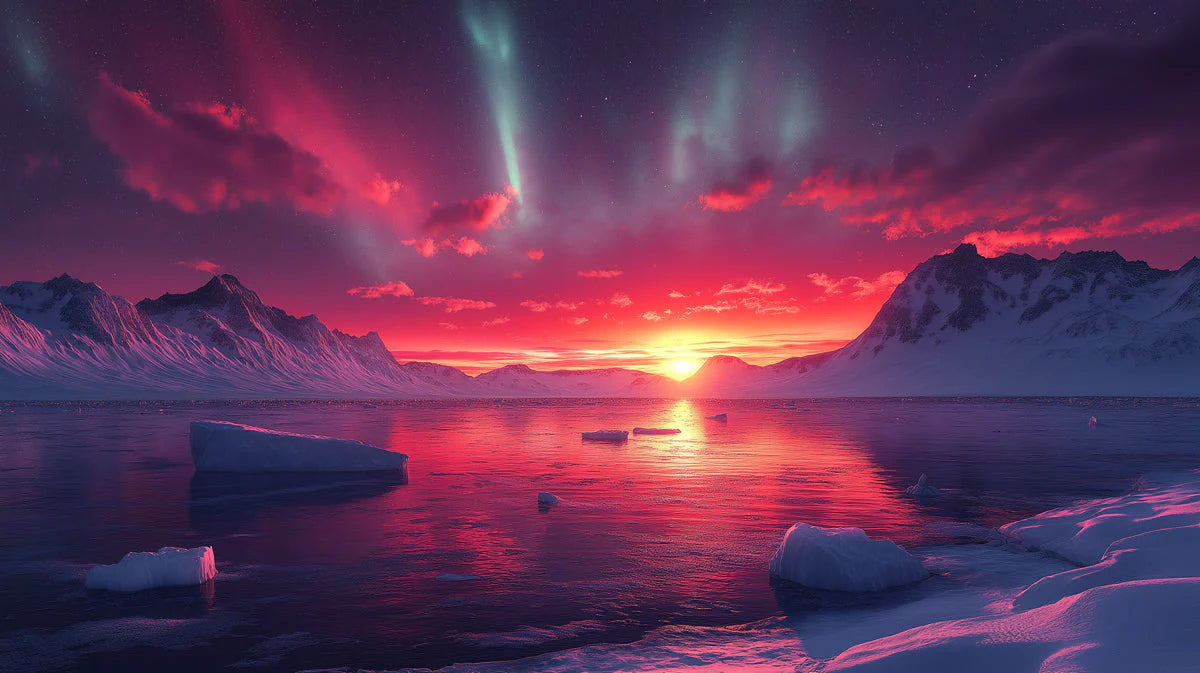 Arctic Aurora Night Mural Wallpaper — Dreamy Landscape Decor Mural Wallpaper - room preview 02