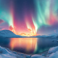 Arctic Aurora Borealis Mural Wallpaper — Ethereal Night Landscape Mural Wallpaper - room preview 02