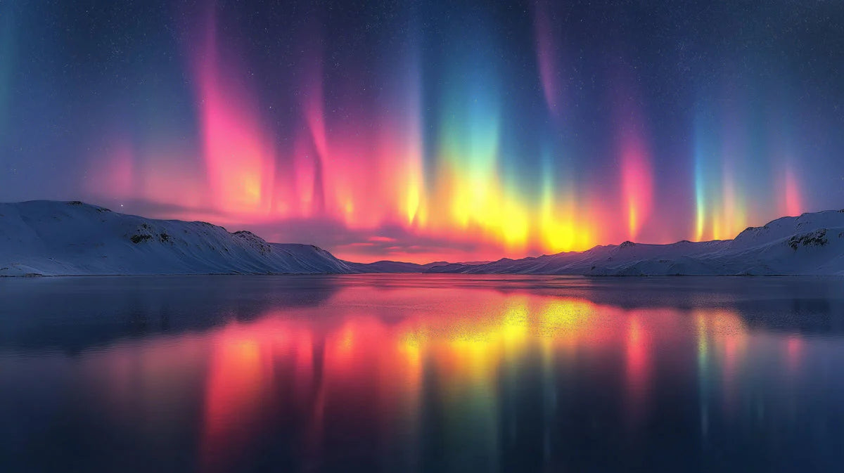 Northern Lights Mountain Horizon Mural Wallpaper —Ethereal Glow Mural Wallpaper - room preview 02