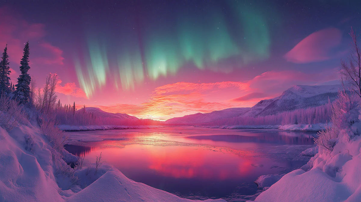 Northern Lights Aurora Borealis Mural Wallpaper — Ethereal Night Sky Mural Wallpaper - room preview 02