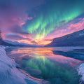 Aurora Borealis Arctic Night Mural Wallpaper — Luminous Landscape Mural Wallpaper - room preview 02