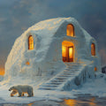 Arctic Igloo Retreat Mural Wallpaper — Winter Twilight Scene Mural Wallpaper - room preview 02