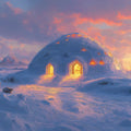 Arctic Igloo Dreamscape Mural Wallpaper — Impressionistic Style Mural Wallpaper - room preview 02
