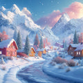 Winter Mountain Village Mural Wallpaper — Alpine Scenic Decor Mural Wallpaper - room preview 02