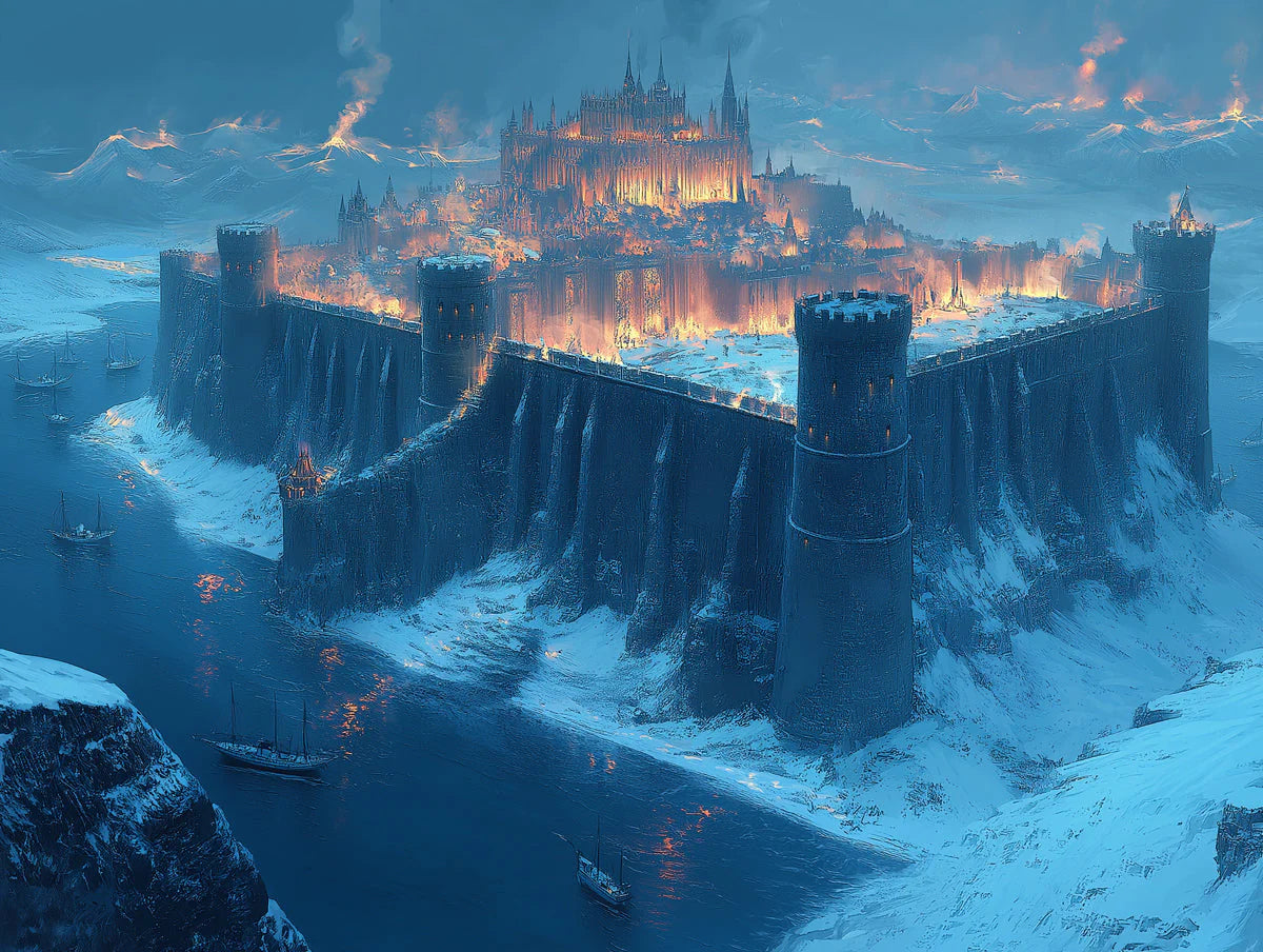 Frozen Citadel Mural Wallpaper —Gothic Winter Landscape Mural Wallpaper - room preview 02