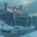 Arctic Fortress Nightfall Mural Wallpaper —Cinematic Wall Art Mural Wallpaper - room preview 02