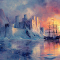 Coastal Castle Sunset Mural Wallpaper — Dreamy Nautical Art Mural Wallpaper - room preview 02