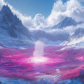 Ethereal Mountain Valley Mural Wallpaper — Surreal Alpine Landscape Mural Wallpaper - room preview 02