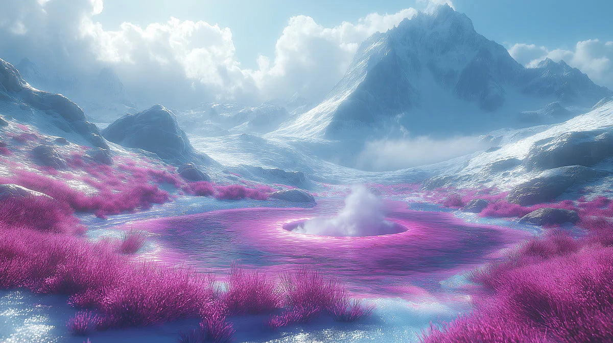 Ethereal Mountain Vista Mural Wallpaper — Fantasy Landscape Mural Wallpaper - room preview 02