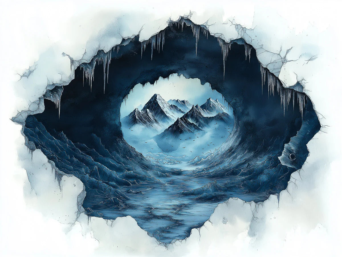 Frozen Mountain Portal Mural Wallpaper — Arctic Illusion Mural Wallpaper - room preview 02