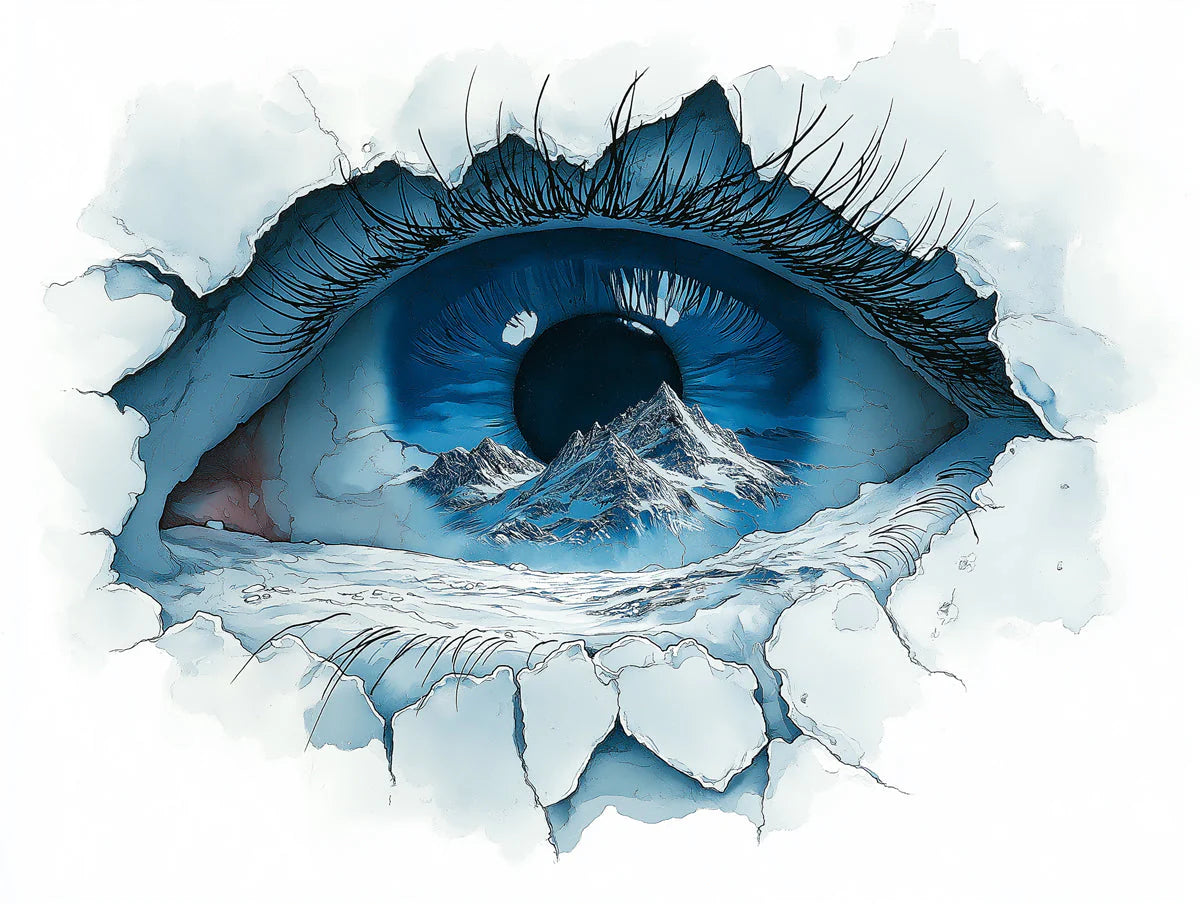 Surreal Mountain Eye Mural Wallpaper — Artistic Surrealism Mural Wallpaper - room preview 02