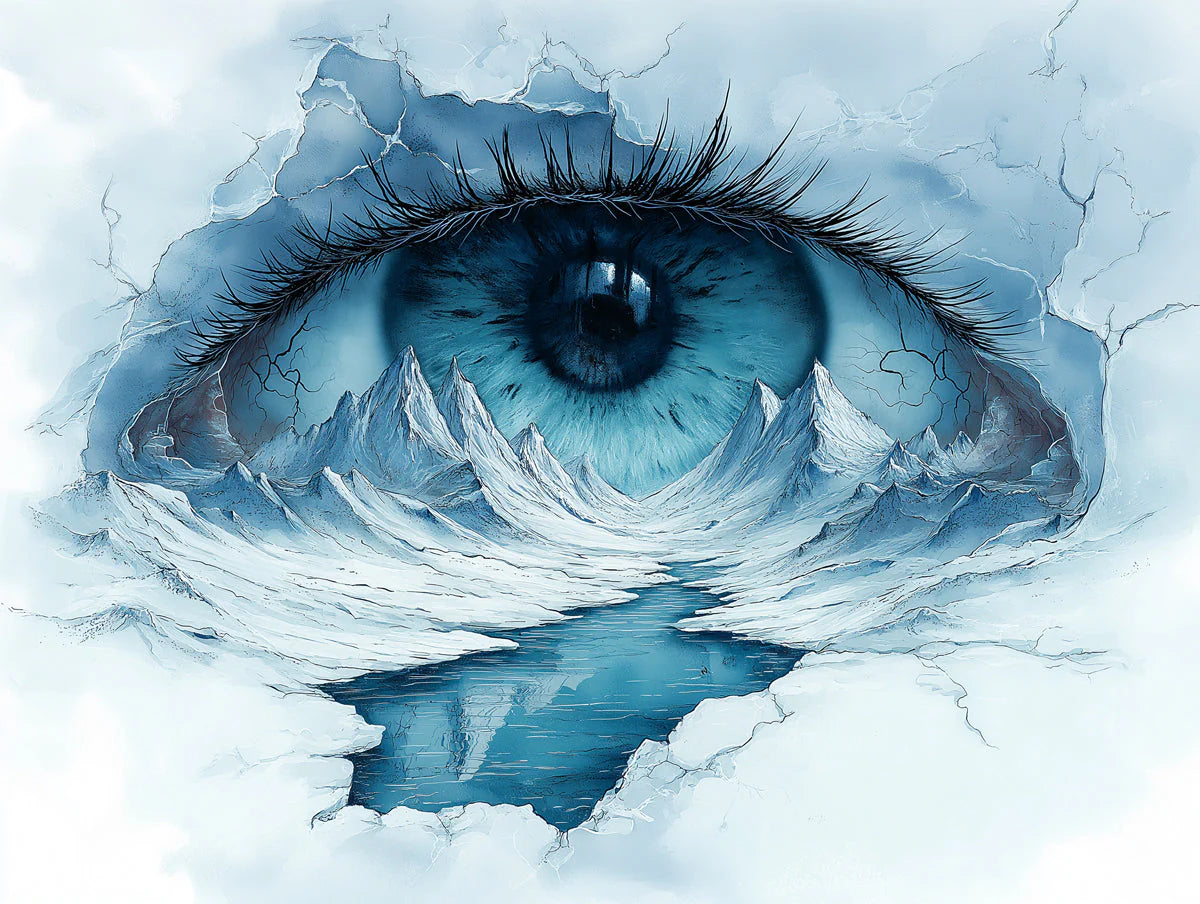 Surreal Mountain Eye Mural Wallpaper — Artistic Surrealist Design Mural Wallpaper - room preview 02
