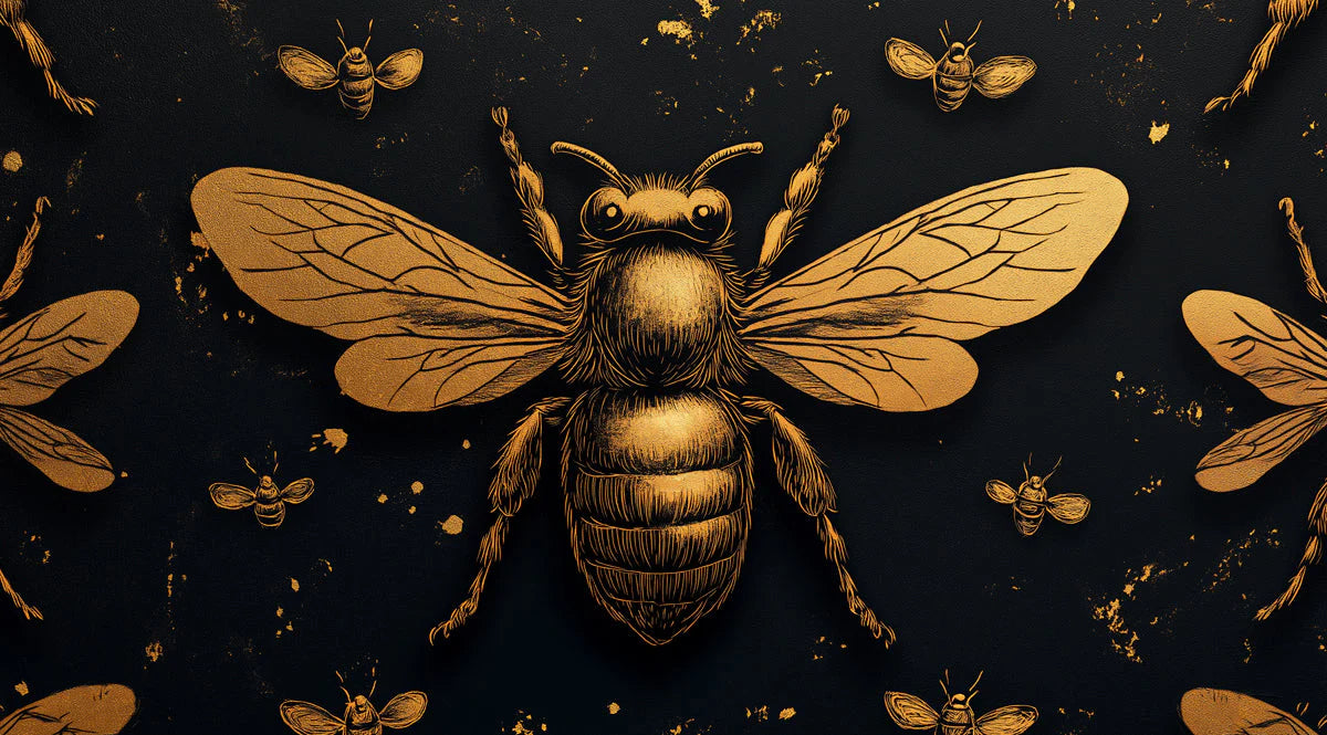 Gilded Bee Colony Mural Wallpaper — Sophisticated Dark Decor Mural Wallpaper - room preview 02