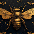 Gilded Bee Colony Mural Wallpaper — Sophisticated Dark Decor Mural Wallpaper - room preview 02