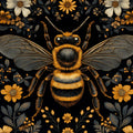 Golden Honeybee and Floral Garden Mural Wallpaper - room preview 02