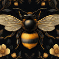 Gilded Bee Botanical Mural Wallpaper —Dark Victorian Aesthetic Mural Wallpaper - room preview 02