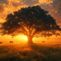 African Savannah Sunset Mural Wallpaper —Warm Golden Horizon Mural Wallpaper - room preview 02