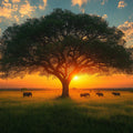 African Savannah Sunset Mural Wallpaper for Expansive Wall Spaces Mural Wallpaper - room preview 02