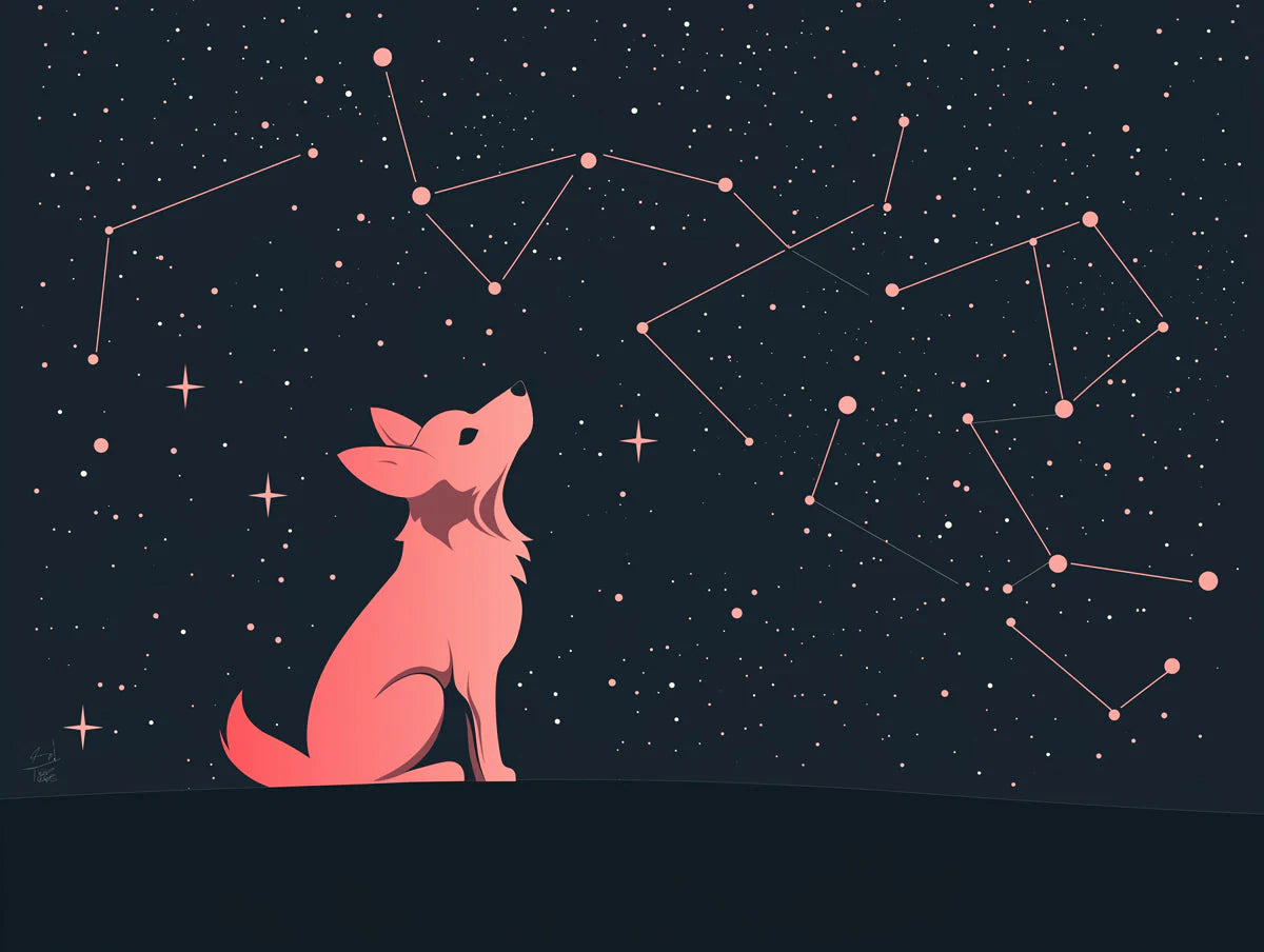 Stargazing Fox Mural Wallpaper — Cosmic Night Sky Illustration Mural Wallpaper - room preview 02