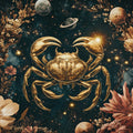 Golden Cancer Zodiac Celestial Mural Wallpaper — Dark Navy & Gold Mural Wallpaper - room preview 02