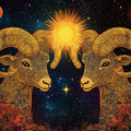 Aries Zodiac Mural Wallpaper — Cosmic Gold Ram Celestial Art Mural Wallpaper - room preview 02
