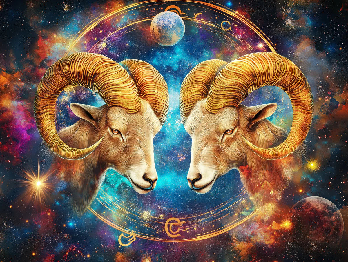 Aries Zodiac Ram Mural Wallpaper — Cosmic Space Design Mural Wallpaper - room preview 02