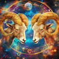 Aries Zodiac Ram Mural Wallpaper — Cosmic Space Design Mural Wallpaper - room preview 02