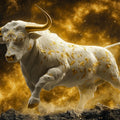 Taurus Zodiac Bull Mural Wallpaper — Celestial Gold and White Mural Wallpaper - room preview 02