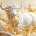 Taurus Celestial Bull Mural Wallpaper — Cream and Gold Motif Mural Wallpaper - room preview 02