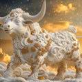 Celestial Taurus Bull Mural Wallpaper — Mythological Gold Art Mural Wallpaper - room preview 02