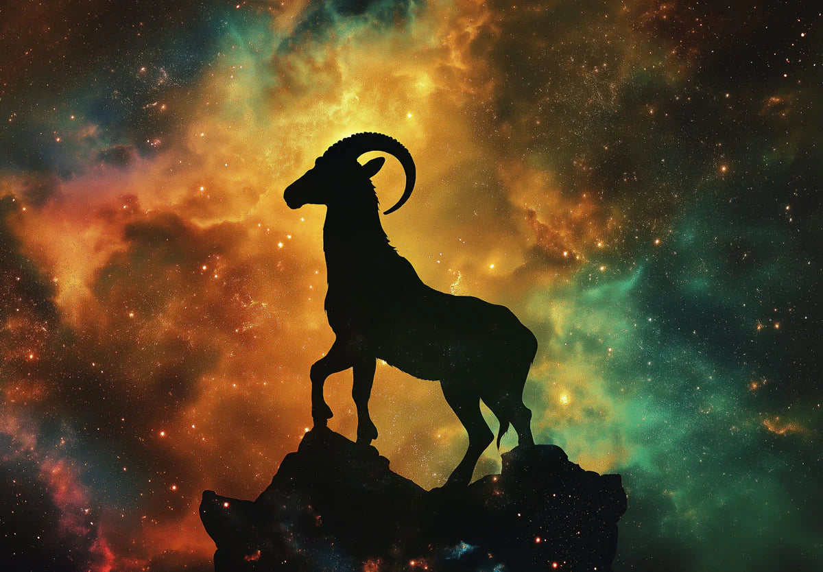 Capricorn Celestial Goat Mural Wallpaper — Cosmic Galaxy Design Mural Wallpaper - room preview 02