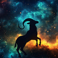 Capricorn Cosmic Goat Mural Wallpaper — Celestial Dark Decor Mural Wallpaper - room preview 02
