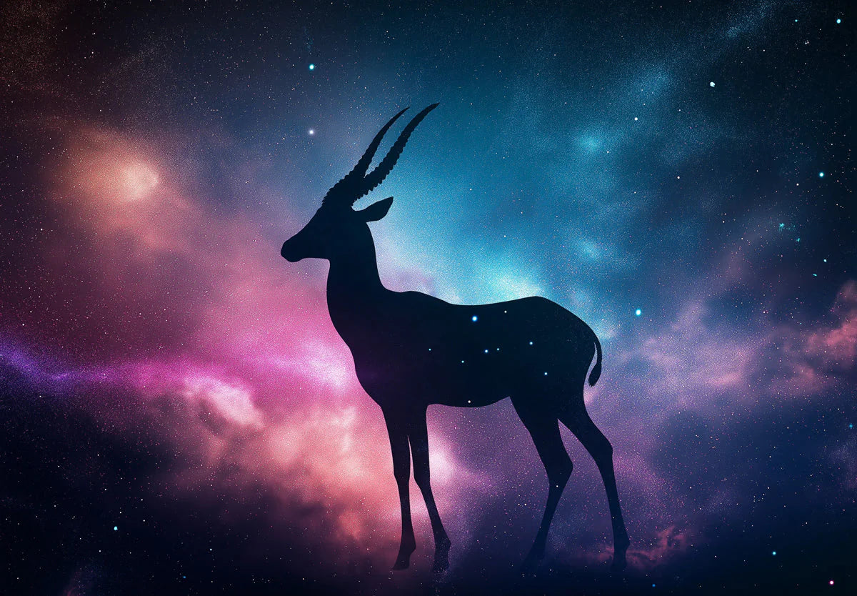 Capricorn Silhouette Mural Wallpaper — Celestial Cosmic Nebula Mural Wallpaper - room preview 02