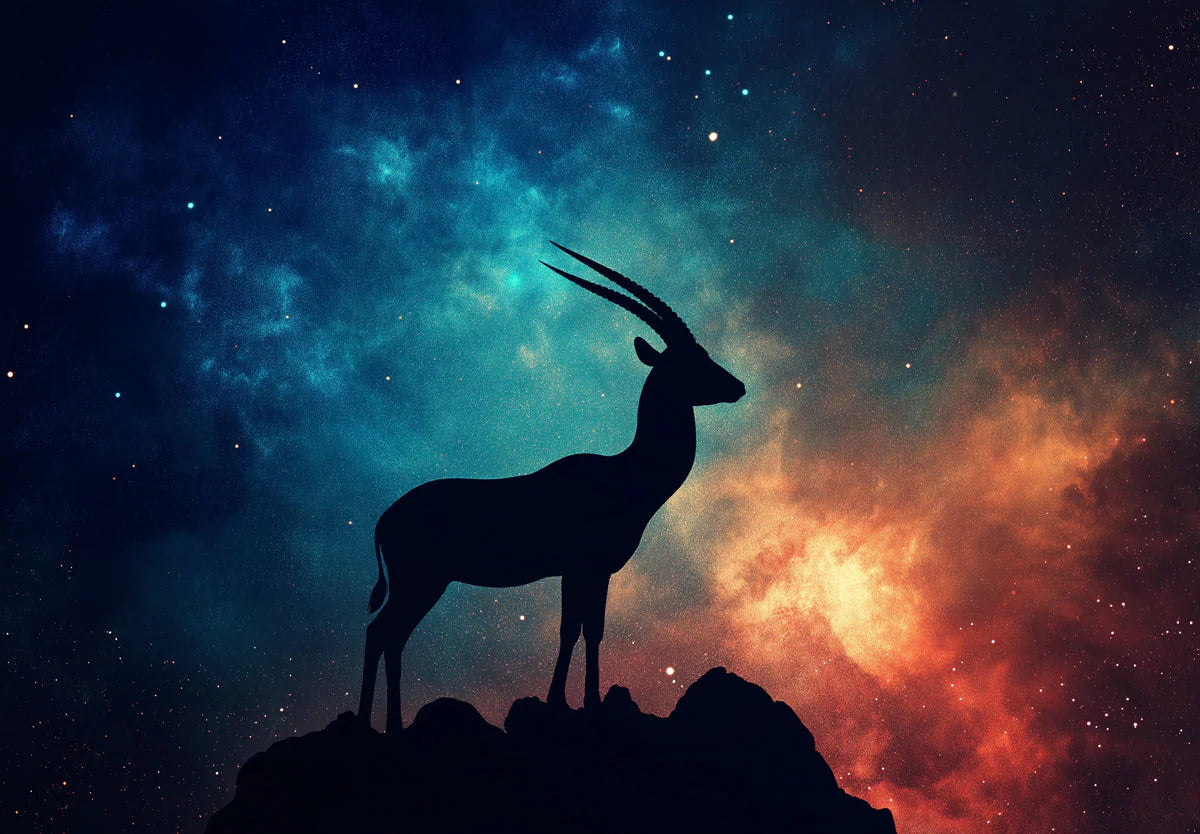 Capricorn Celestial Antelope Mural Wallpaper — Cosmic Gradient Mural Wallpaper - room preview 02
