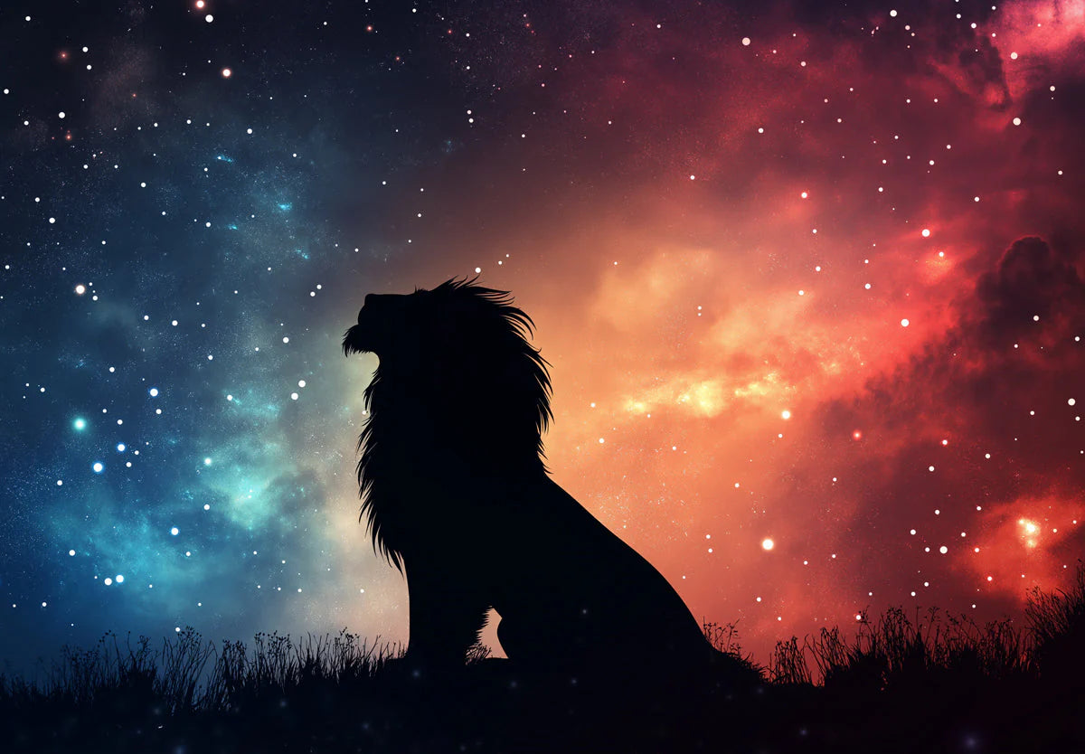 Leo Cosmic Lion Mural Wallpaper — Vibrant Nebula Art Mural Wallpaper - room preview 02