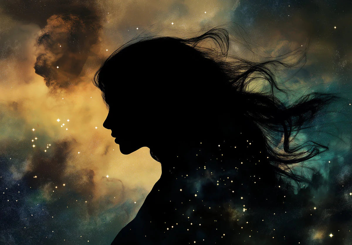 Virgo Celestial Silhouette Mural Wallpaper — Cosmic Art Wall Decor Mural Wallpaper - room preview 02