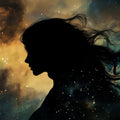 Virgo Celestial Silhouette Mural Wallpaper — Cosmic Art Wall Decor Mural Wallpaper - room preview 02