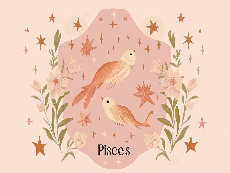 Floral Wallpaper Mural – Flower Wallpaper – Pisces Zodiac — Whimsical Floral Artistry printable artwork