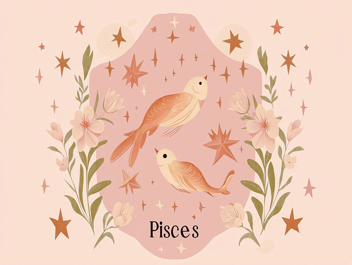 Pisces Zodiac Mural Wallpaper — Whimsical Floral Artistry Mural Wallpaper - room preview 02