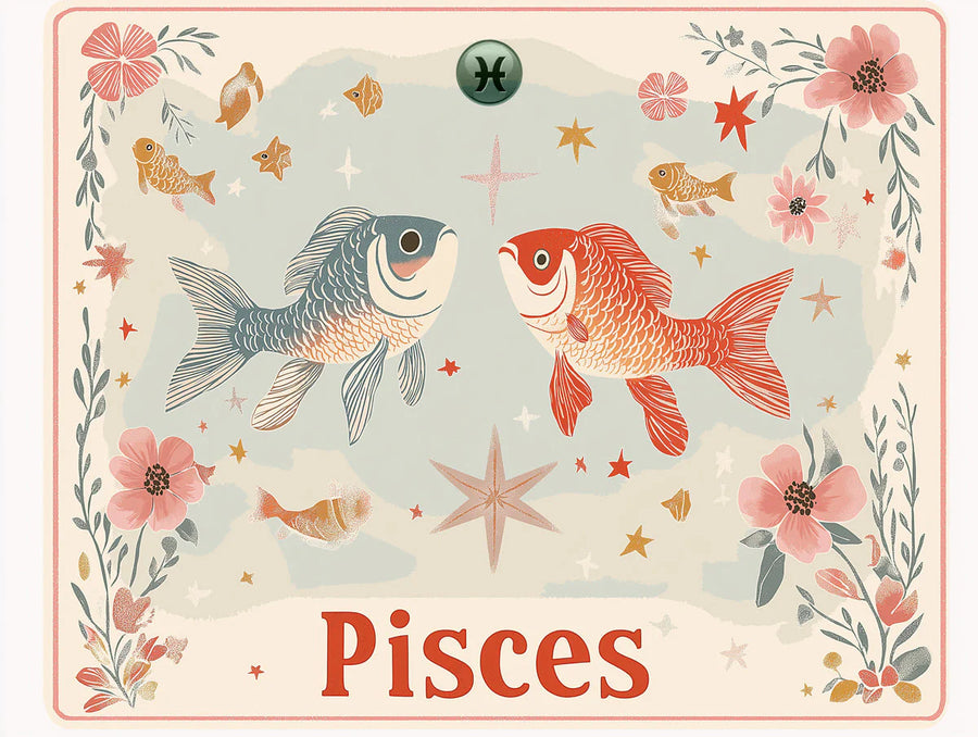 Celestial Wallpaper Mural – Stars & Moon Wall Mural – Pisces Celestial Fish — Whimsical Zodiac Design printable artwork