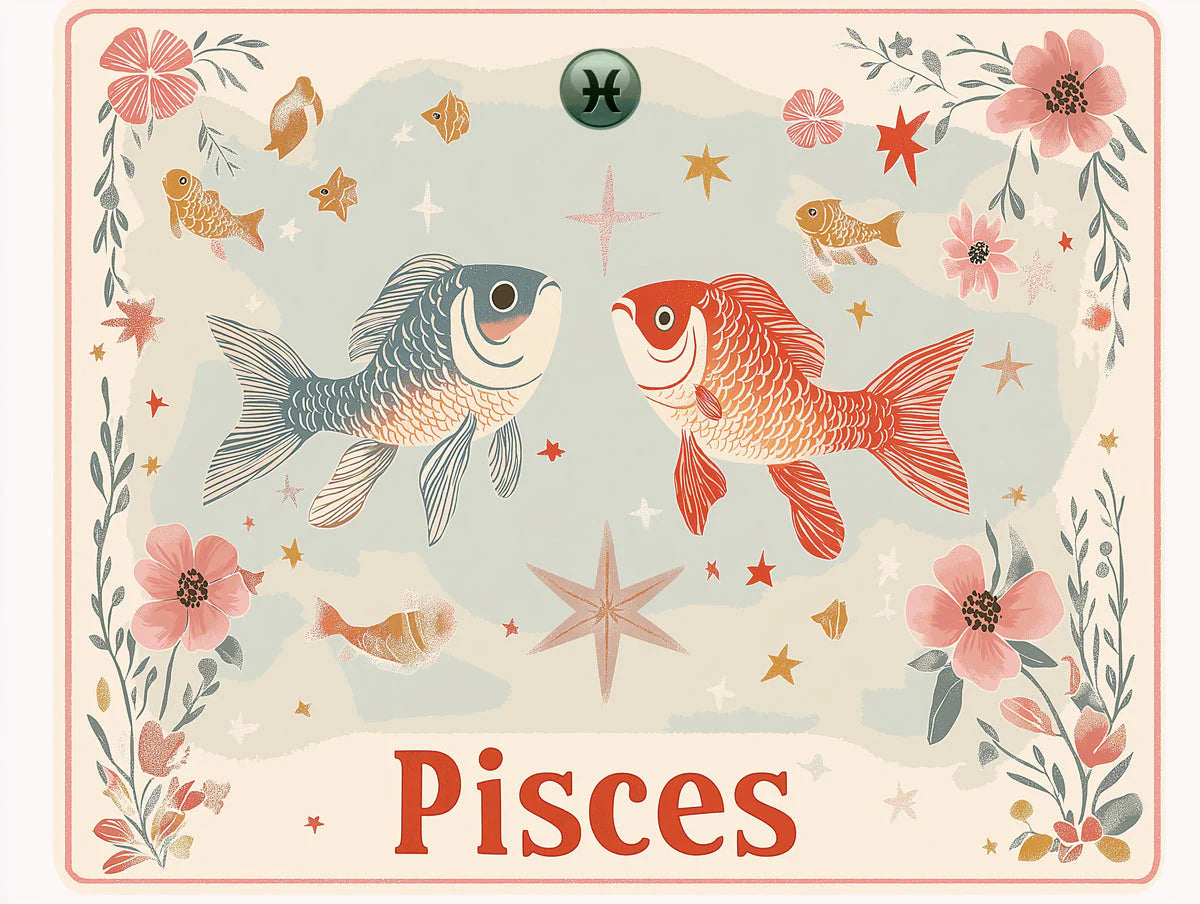 Pisces Celestial Fish Mural Wallpaper — Whimsical Zodiac Design Mural Wallpaper - room preview 02