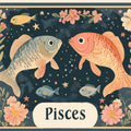 Pisces Astrological Mural Wallpaper — Whimsical Marine Illustration Mural Wallpaper - room preview 02