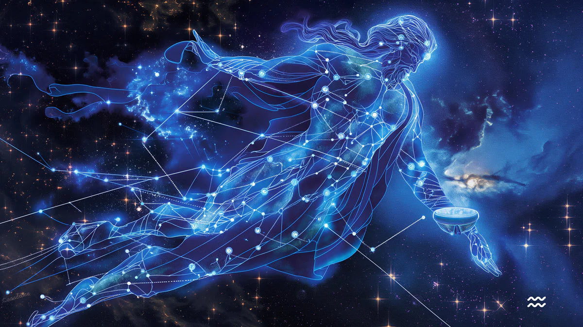 Aquarius Celestial Constellation Mural Wallpaper — Cosmic Art Mural Wallpaper - room preview 02