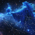 Aquarius Celestial Goddess Mural Wallpaper — Cosmic Blue Decor Mural Wallpaper - room preview 02